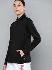 Women Jet Black Solid Rapid-Dry Antimicrobial Running Jacket