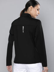 Women Jet Black Solid Rapid-Dry Antimicrobial Running Jacket